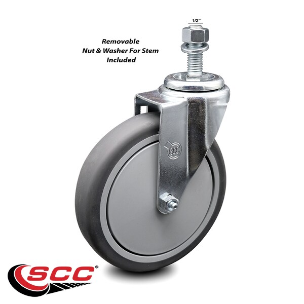 6 Inch Thermoplastic Rubber Wheel Swivel 1/2 Inch Threaded Stem Caster SCC